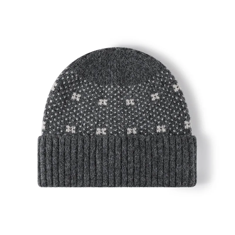 Wool Blend Snowflake Fair Isle Knit Beanie Women Cuffed Fold Soft Warm Winter Holiday Hat