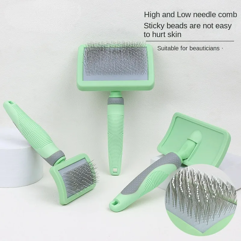 Dog Brush Stainless Steel Dogs Combs Massage Dog Grooming Brush Pet Hair Remover Cleaning Tools Soft Handle Cat Comb Brush Cat