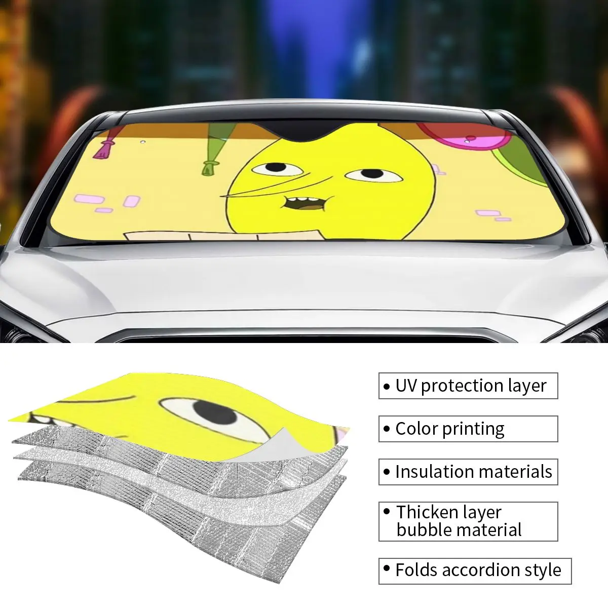 Lemongrab Unacceptable Adventure Time Sunshade Windscreen Car Front Windshield Window Sun Visor Accessories Covers view 4