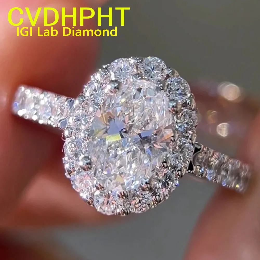 IGI Lab Growing Diamond Ring Oval D Color 1 2 3Ct Solid 9K White Gold Ring Diamond wedding ring Factory Engagement Ring