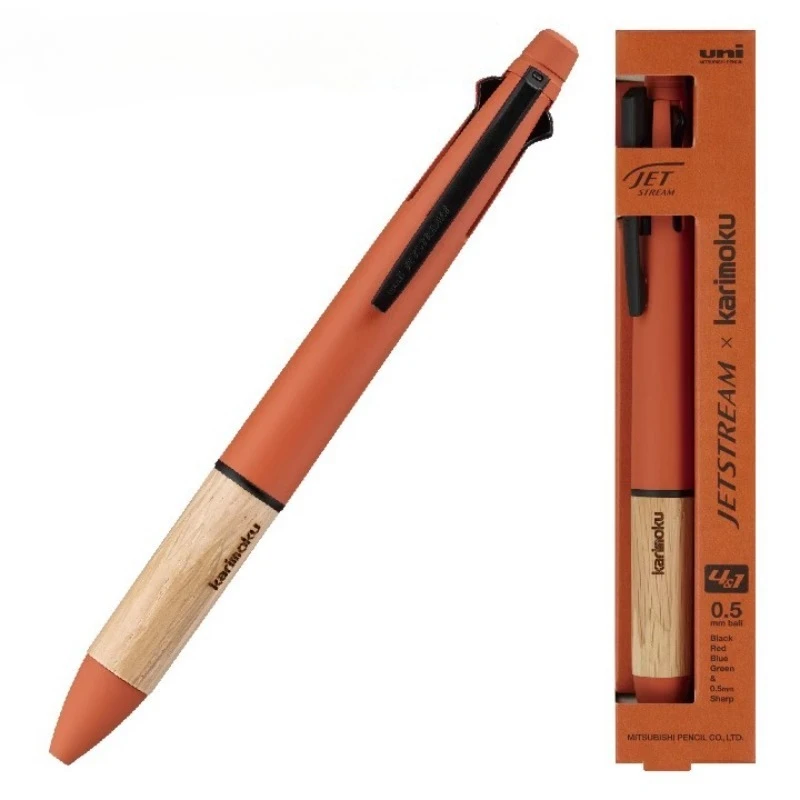 Japoński luksusowy długopis UNI Limited Edition, długopis kulkowy Karimoku z drewnianym wzorem, wielokolorowy, średni olej, wielofunkcyjny długopis, artykuły papiernicze.