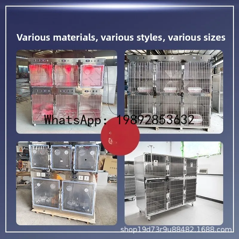 HYS stainless steel cat cage for pet shops, double-layer cat nest, four-position dog cage