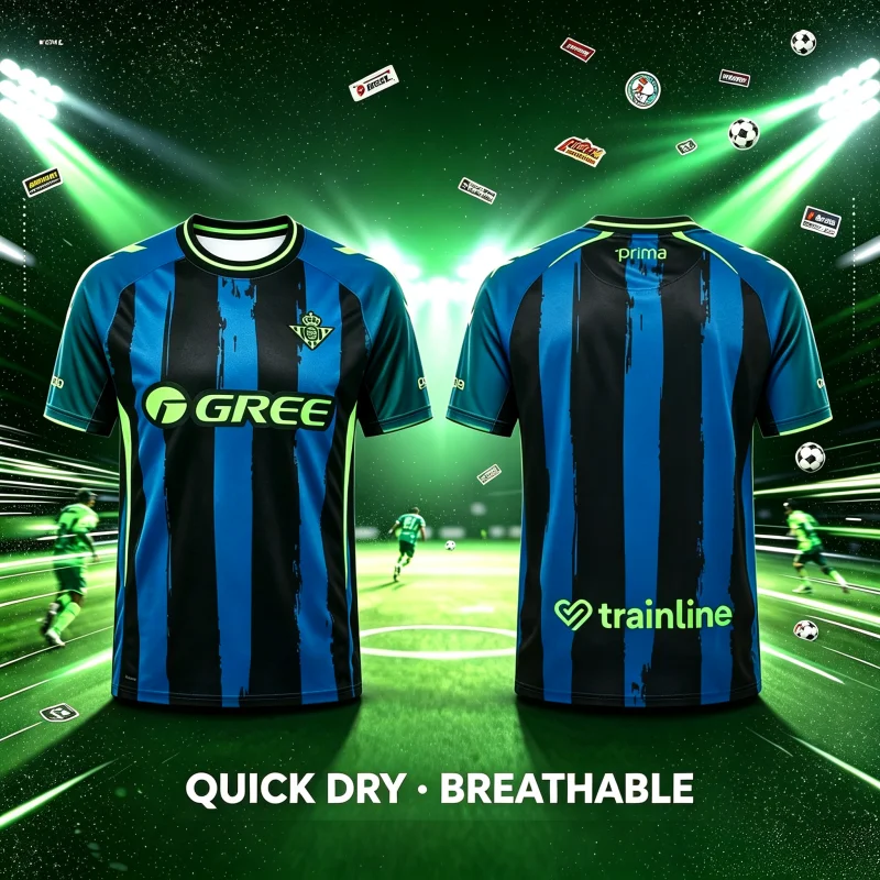 26-27 Betis Fußballtrikot T-Shirt, 3D-gedrucktes Sport-Trainingsshirt, atmungsaktiv, schnelltrocknend, Vier-Jahreszeiten-T-Shirt, Eltern-Kind-Modell – Detail 1
