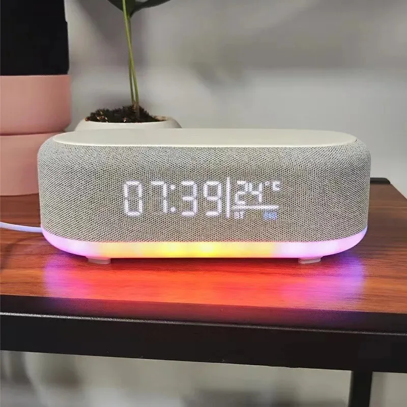 Многофункциональные умные Bluetooth-колонки 6 в 1 с будильником, красочным RGB-подсветкой, беспроводной зарядкой для iPhone