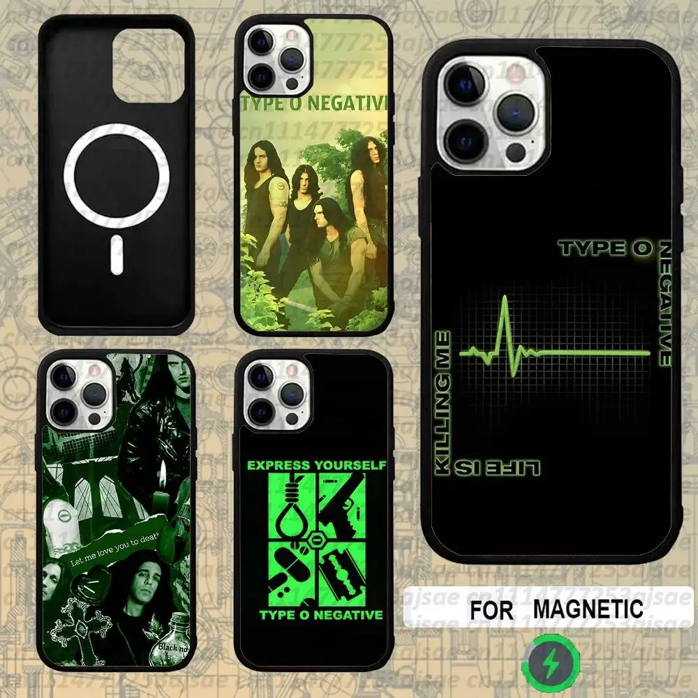 T-Type O Negative Black No.1 For Magsafe Charger Case For iPhone 18,15,16,17,13,14,11,12,Pro,Max,Plus,E,Air,Mini Magnetic