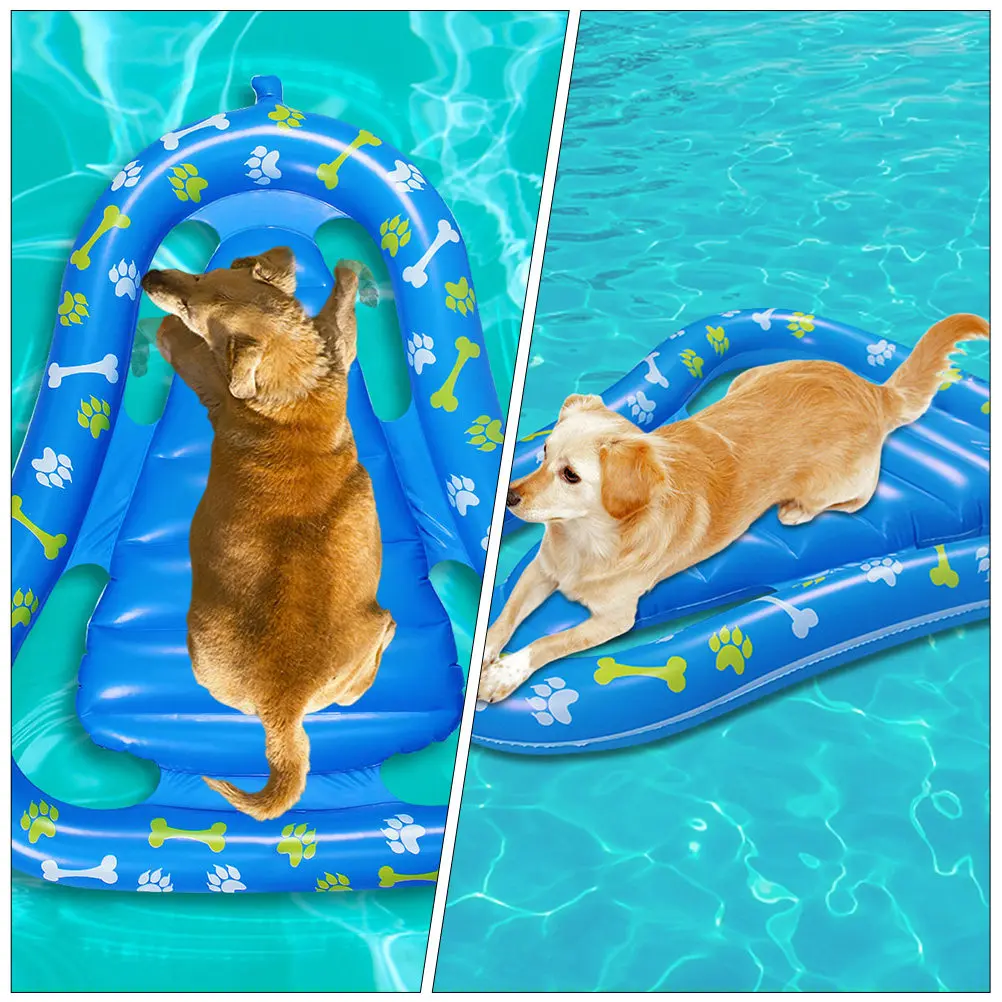 Aufblasbare schwimmende Hundeliege mit Löchern für den Pool – Schwimmende Liegematte für den Außenbereich, Teich und See – Doppelte Luftkammern für sicheren Spaß