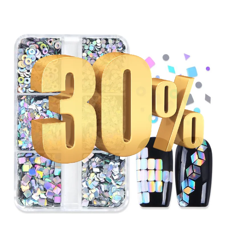 6 Grids Nail Enhancement Laser Nail Glitter Flash Geometric Patterns Nail Decoration Nail Charm DIY Manicure Tools