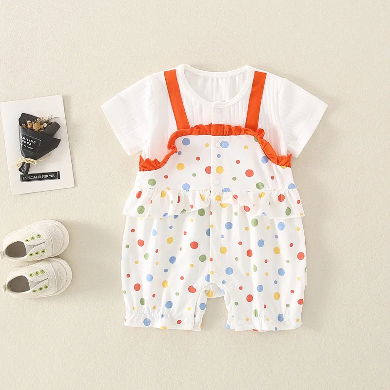 

Lovely Baby Girl Jumpsuit Short Sleeve Romper Infant Cotton Newborn Onesies Outer Outfit Kid Girl Clothes Children Costume A585