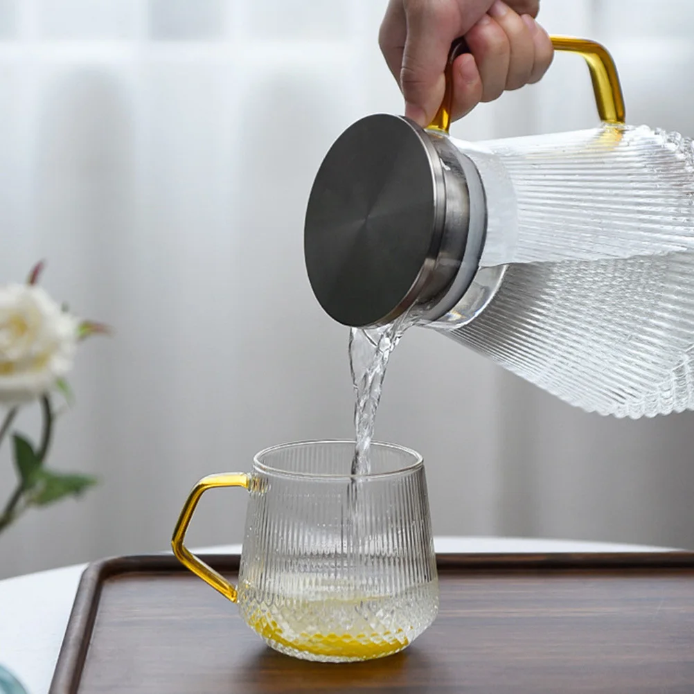 

1500Ml Glass Water Pitcher Diamond Pattern With Handle Lid Cold Water Jug For Juice Iced Tea Wine Dispenser Large Capacity Anti