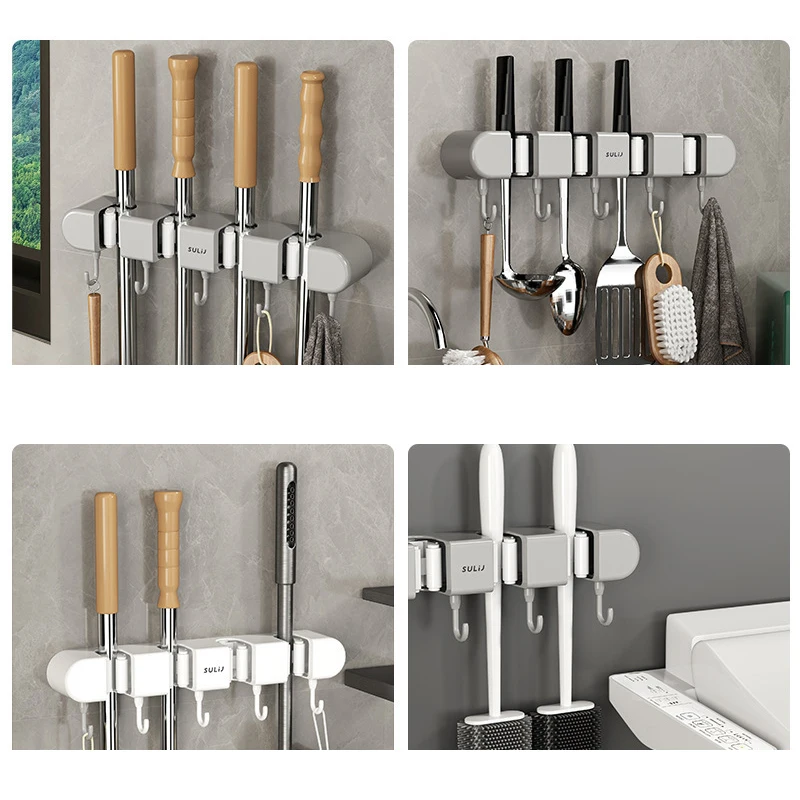 Badkamermophanger Aan de muur gemonteerde badkamermopclip Multifunctionele krachtige ponsvrije hanger