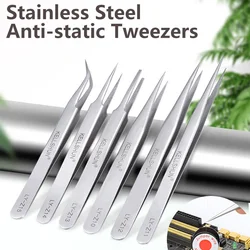 Precision maintenance stainless steel elbow tweezers tool thickening anti-static tip clamp