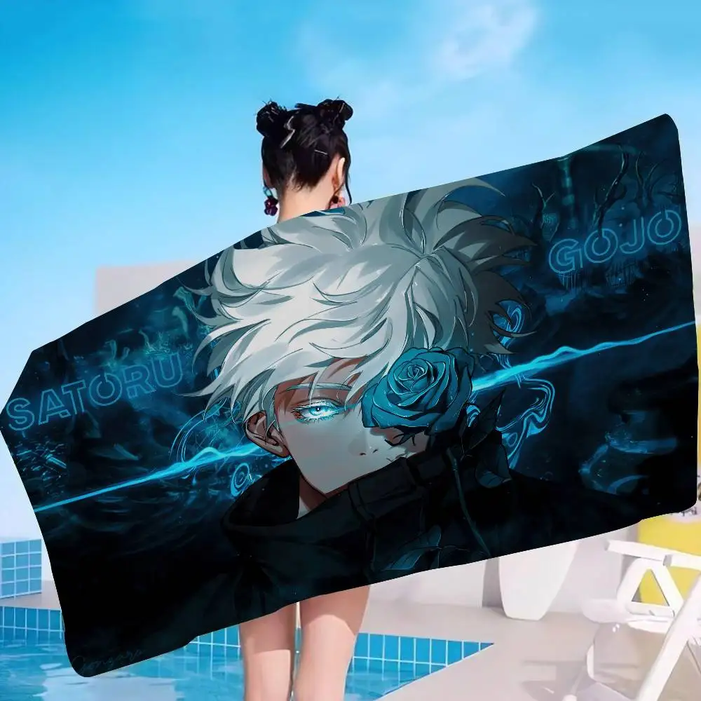 Jujutsu Kaisen Satoru Gojo Bath Towel Microfiber Soft Water Absorbing Breathable For Girl Kids Decorative Cartoon Beach Towel