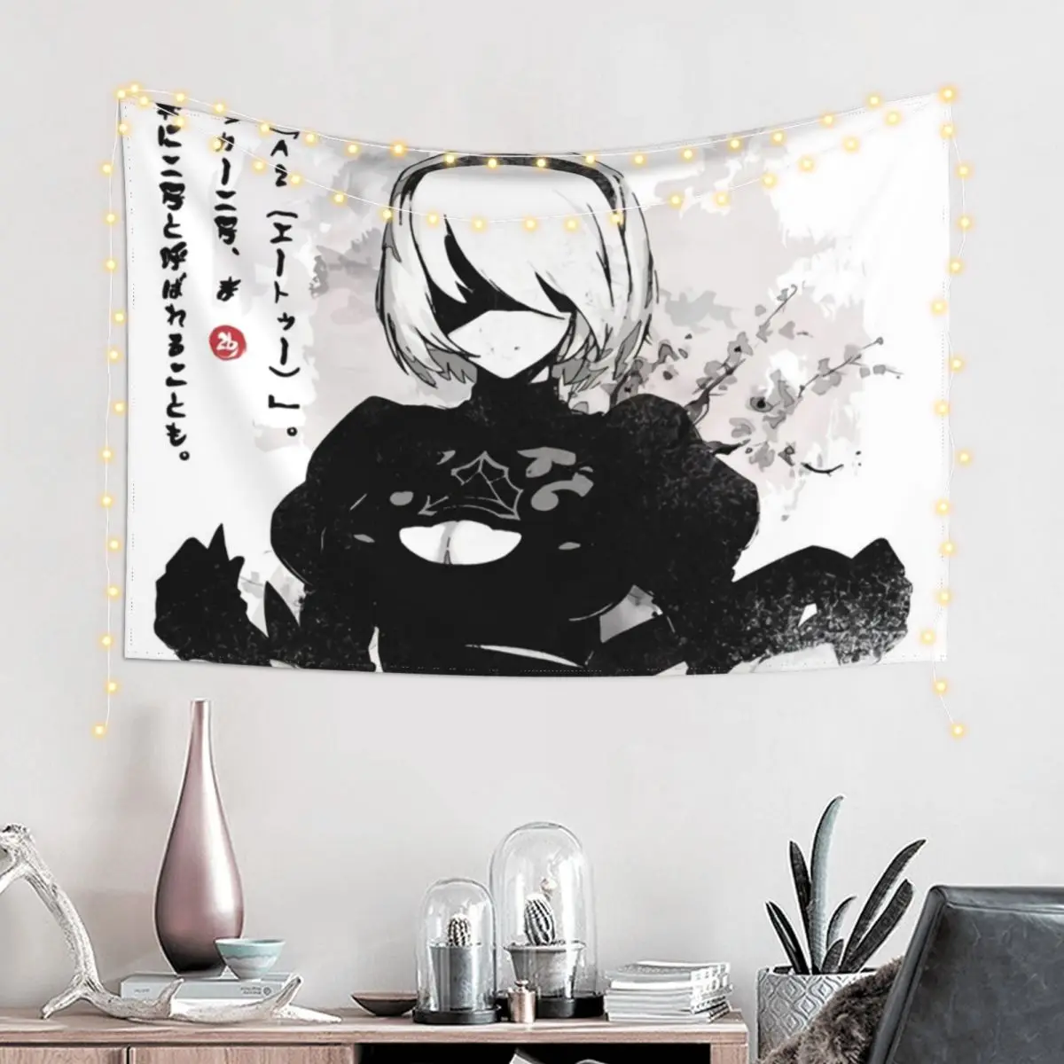 NieR Automata 2B Japan Ink - Tapestry Decoration Pictures Room Wall Aesthetic Room Decor Wall Hanging Tapestry