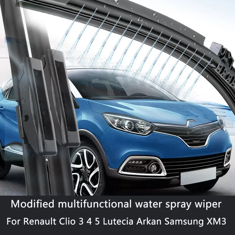 Car Modify Front Windshield Water Spray Wiper Blades For Renault Clio 3 4 5 Lutecia Arkan Samsung XM3Auto Wet Arm Cleaning Wiper