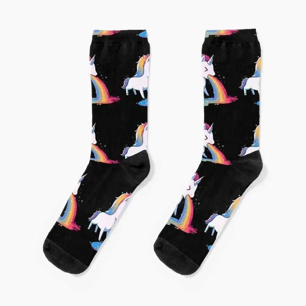 Unicorn Puking Rainbow Socks ankle hiphop cool happy Luxury Woman Socks Men's