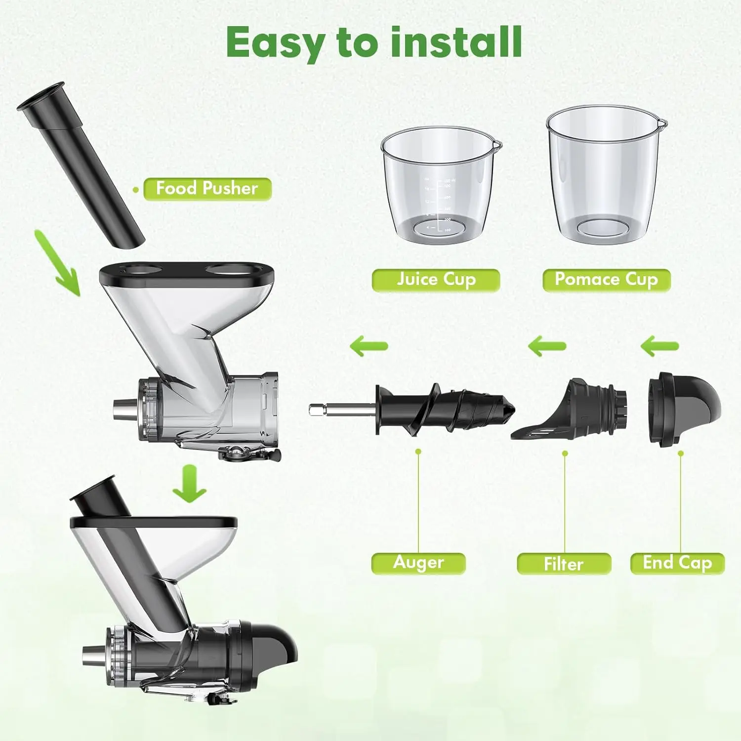 Masticating Juicer Attachment for  Mixer, Cold Press Juicer, Masticating Juice Accessories and Attachments for kitchen Aid, Mast
