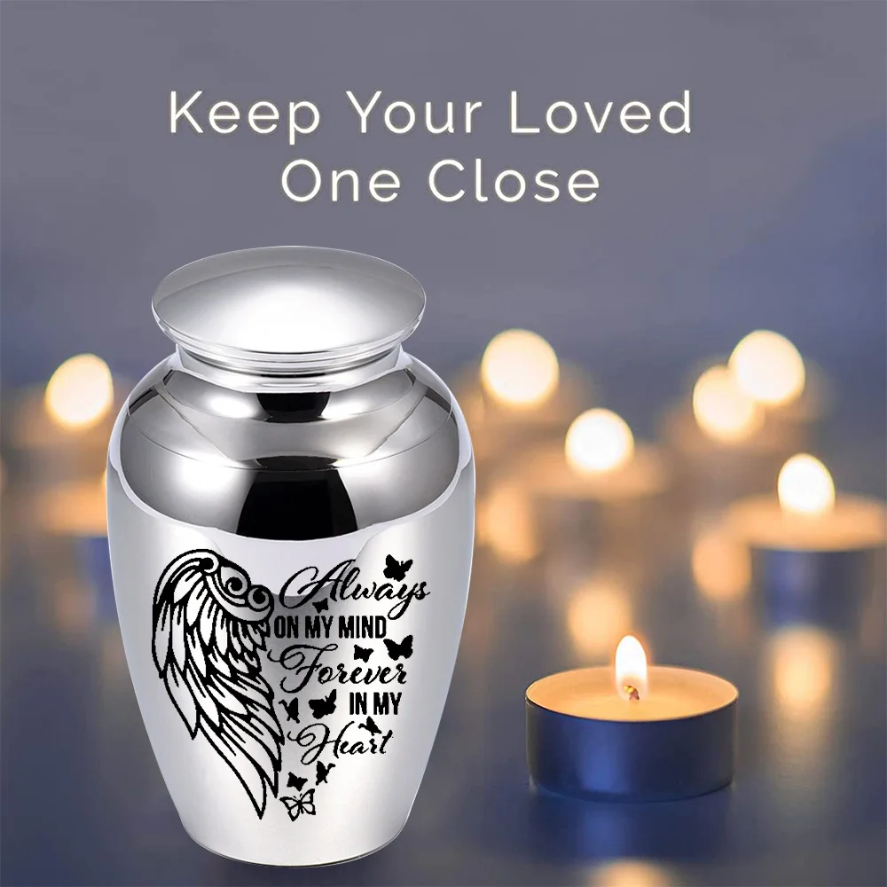 Mini Urns for Human Ashes, 2.56x1.77Inch Tall Small Urns for Ashes Adult Female with Angel Wings, Decorative Little Keepsake Urn