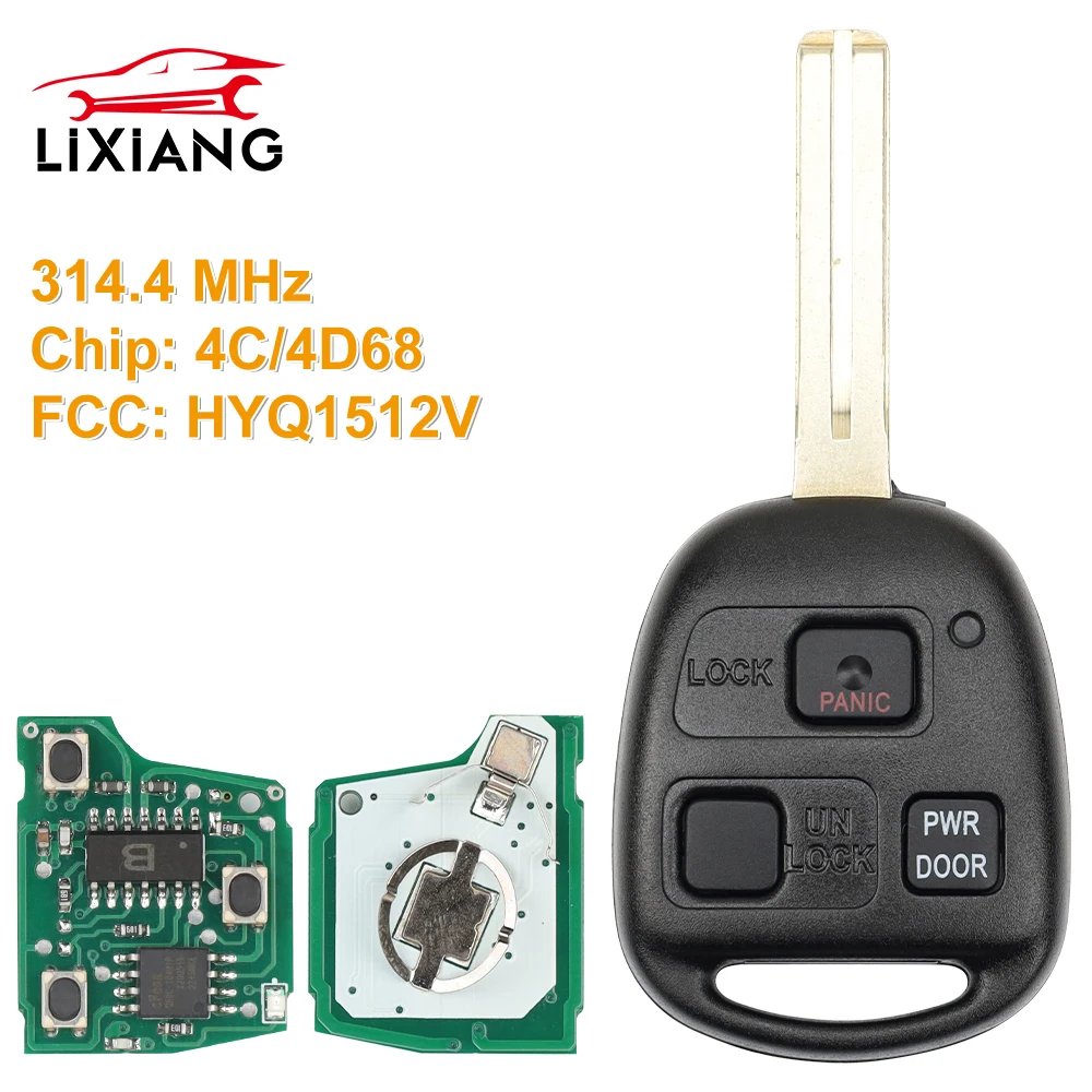 LIXIANG-FOB chave remota, 3 botões, HYQ1512V, 315Mhz, 4C, 4D68 chip para Lexus IS300, GS300, GS430, 1998-2005, EUA Auto chave FOB