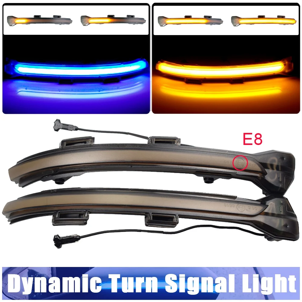 Car LED Dynamic Turn Signal Rearview Mirror Light for Golf 7 MK7 7.5 R Sportsvan Touran Blue-Yellow