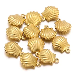20Pcs 11x14mm Stainless Steel Shell Loose Beads Charms Pendant For Jewelry Making DIY Handmade Bracelet Necklace Accessories