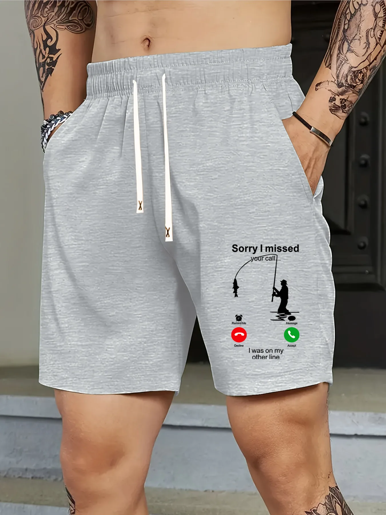

Men's Fashion Casual Sports Fishing Missed Call Print Made of Polyester with Slight Stretch Fabric Perfect for Summer