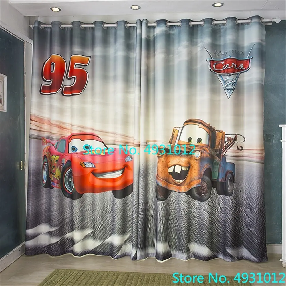 ของขวัญวันเกิดม่านบังแดด Lightning McQueen รถ 3D พิมพ์ที่กําหนดเองผ้าม่านหน้าต่างสําหรับห้องนอนห้องนั่งเล่นตกแต่งบ้าน