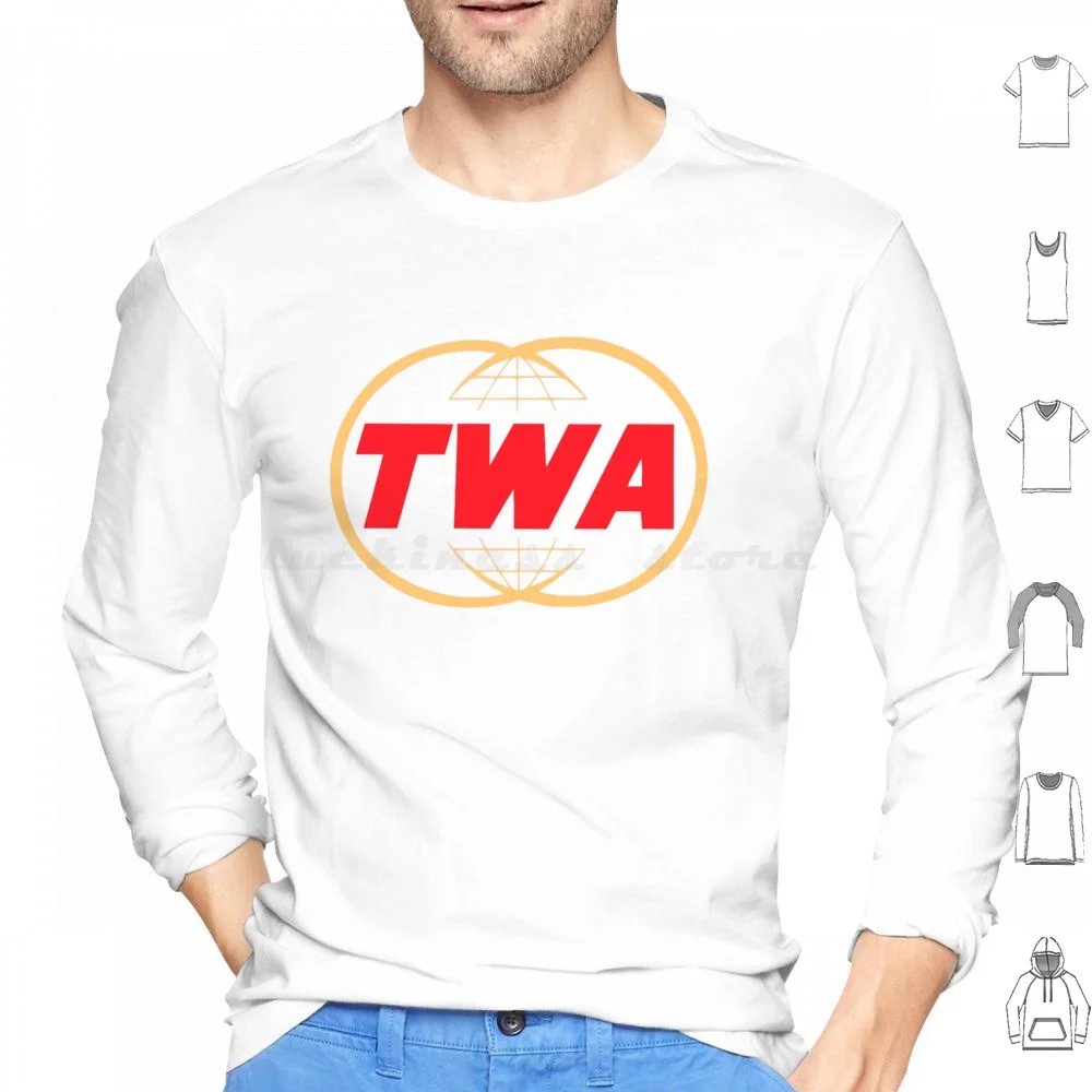 Twa-Transworld Airways Logo Hoodies Long Sleeve Twa Airplane Flight Journey Classic Transworld Trans World Logo Vintage