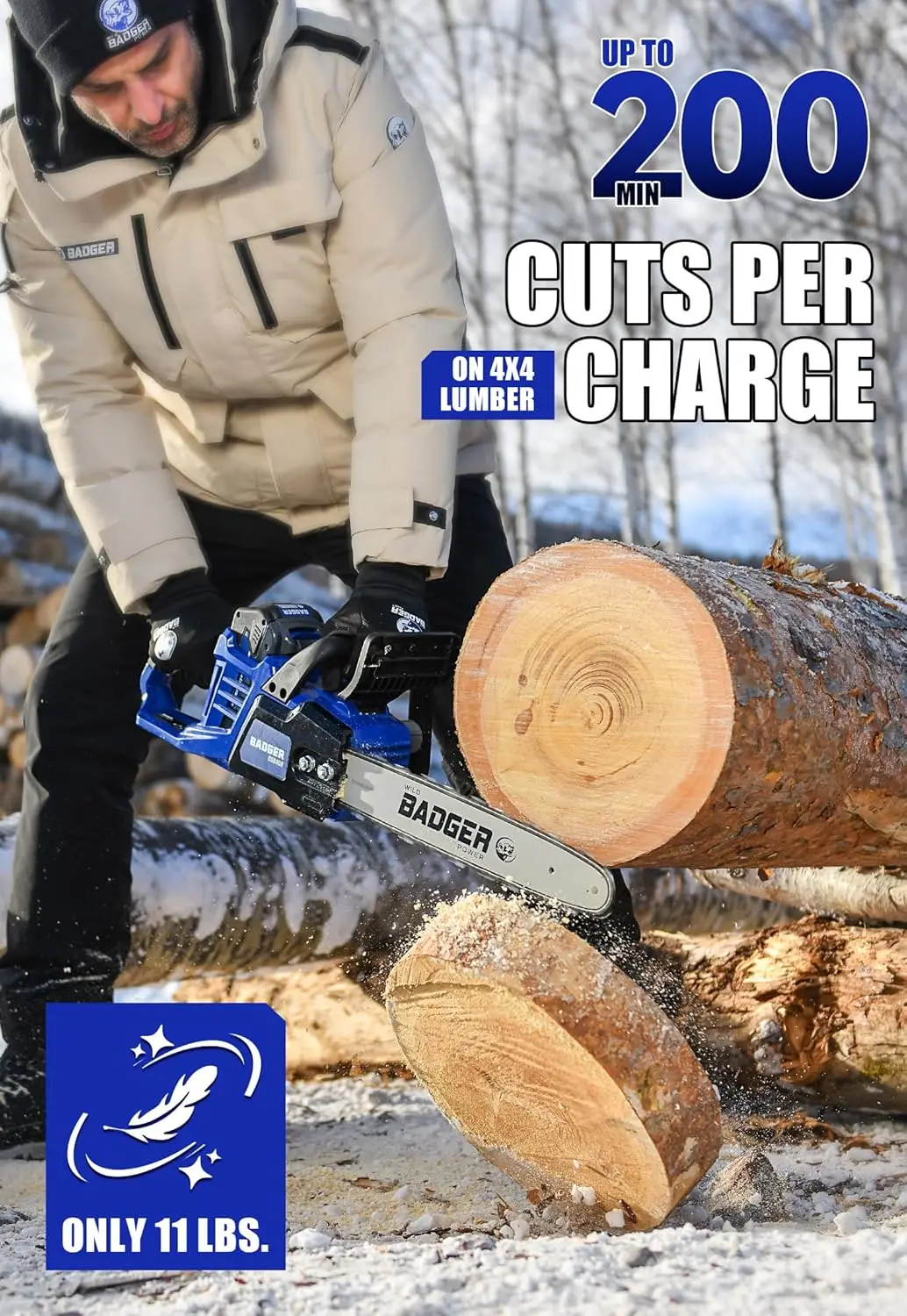 Motosega elettrica a batteria 40V 16" senza spazzole, batteria e caricabatterie da 4,0 Ah, tecnologia Smart Cut, taglio efficiente, sicuro e affidabile