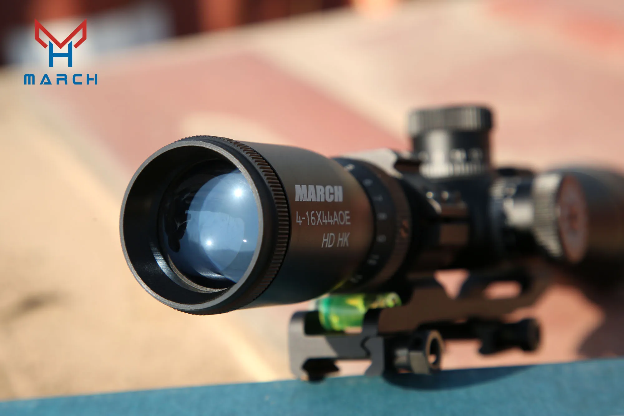 MARCH-Riflescopes de Caça, Retículo de Visão Óptica Tática, Escopo Rifle Iluminado RGB, Vermelho Verde e Azul, HS 4-16X44AOE