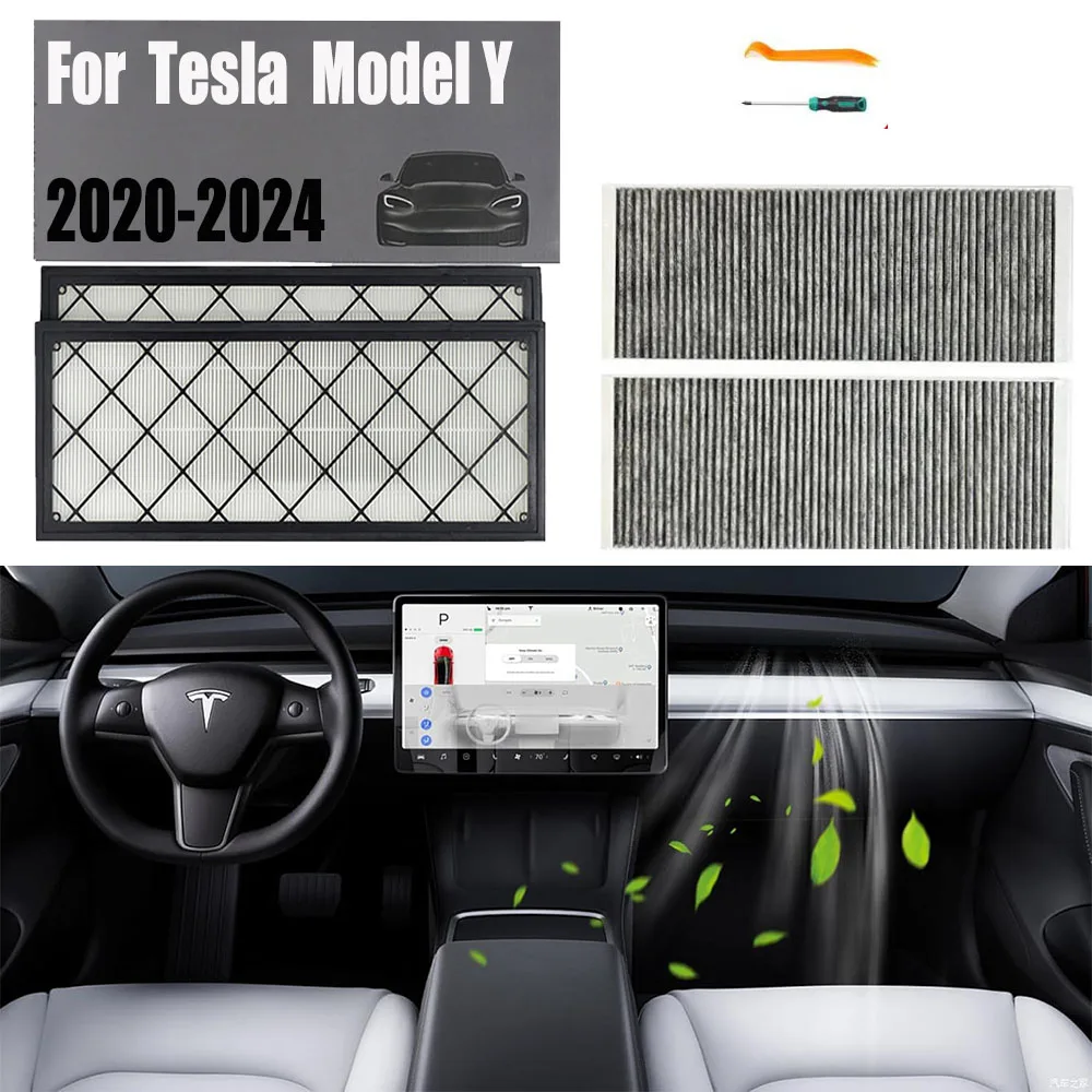 

4PCS Cabin Air Filter HEPA for Tesla Model Y Air Intake Filter Replacement with Activated Carbon 2020-2024 Model Y Accessories