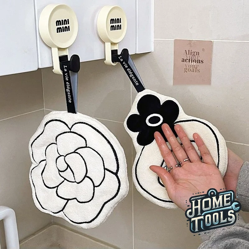 1pc Hand towel Bathroom Double-thickness Hand Towel Home Hanging Quick-drying Absorbent Hand Towel Kitchen Handkerchief