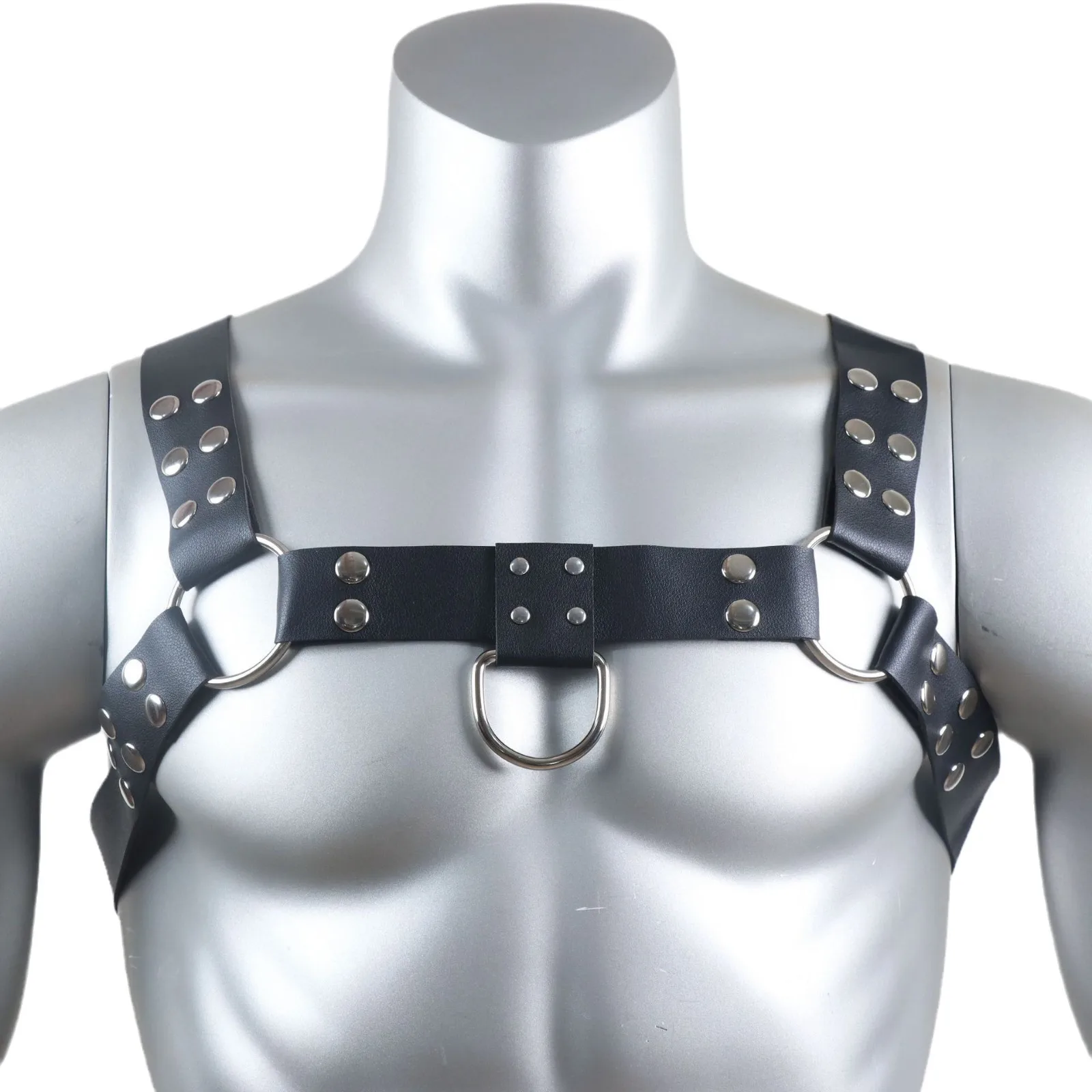 Sabuk Harness Kulit Pria dengan Gesper, Pakaian Bondage Seks, Harness Tubuh Punk Gothic, Tali Harness Seksual, Lingerie Pria