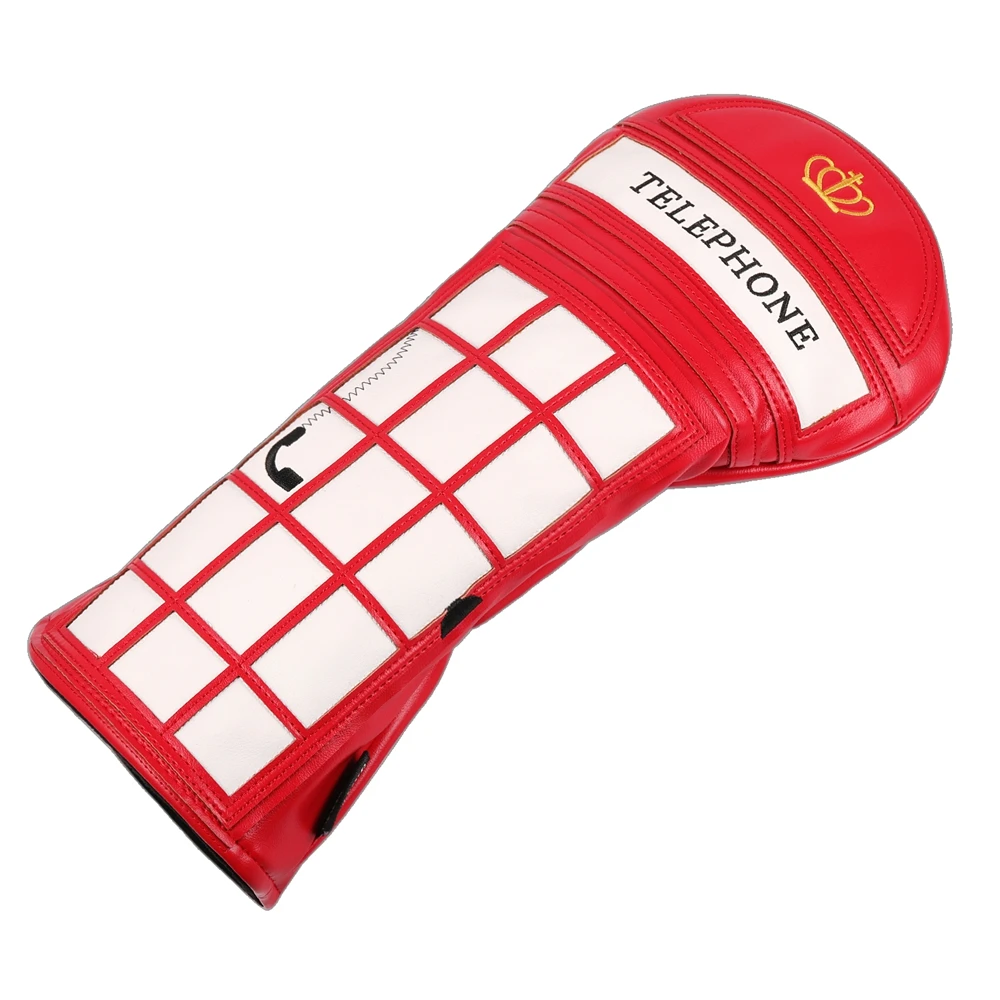 Telephone Booth Design Leather Patch Golf Headcover for 460CC Driver Cover image 4