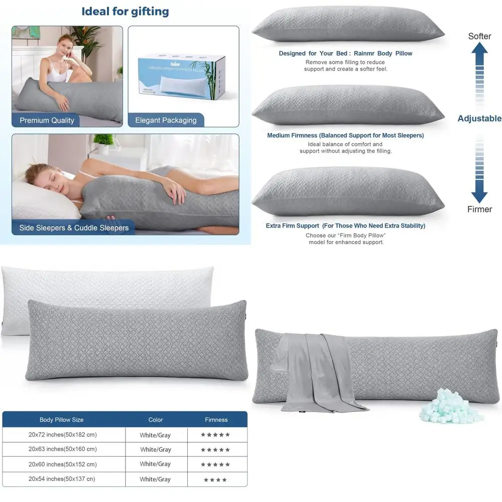 

Extra Large Anime Body Pillow, 150x50cm, with Cooling Gray Cover, 20x60 inches
