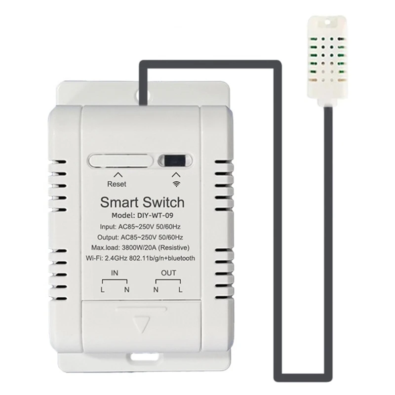 

M05K Ewelink WIFI переключатель температуры и влажности 20A монитор температуры и влажности с датчиком датчика для теплицы