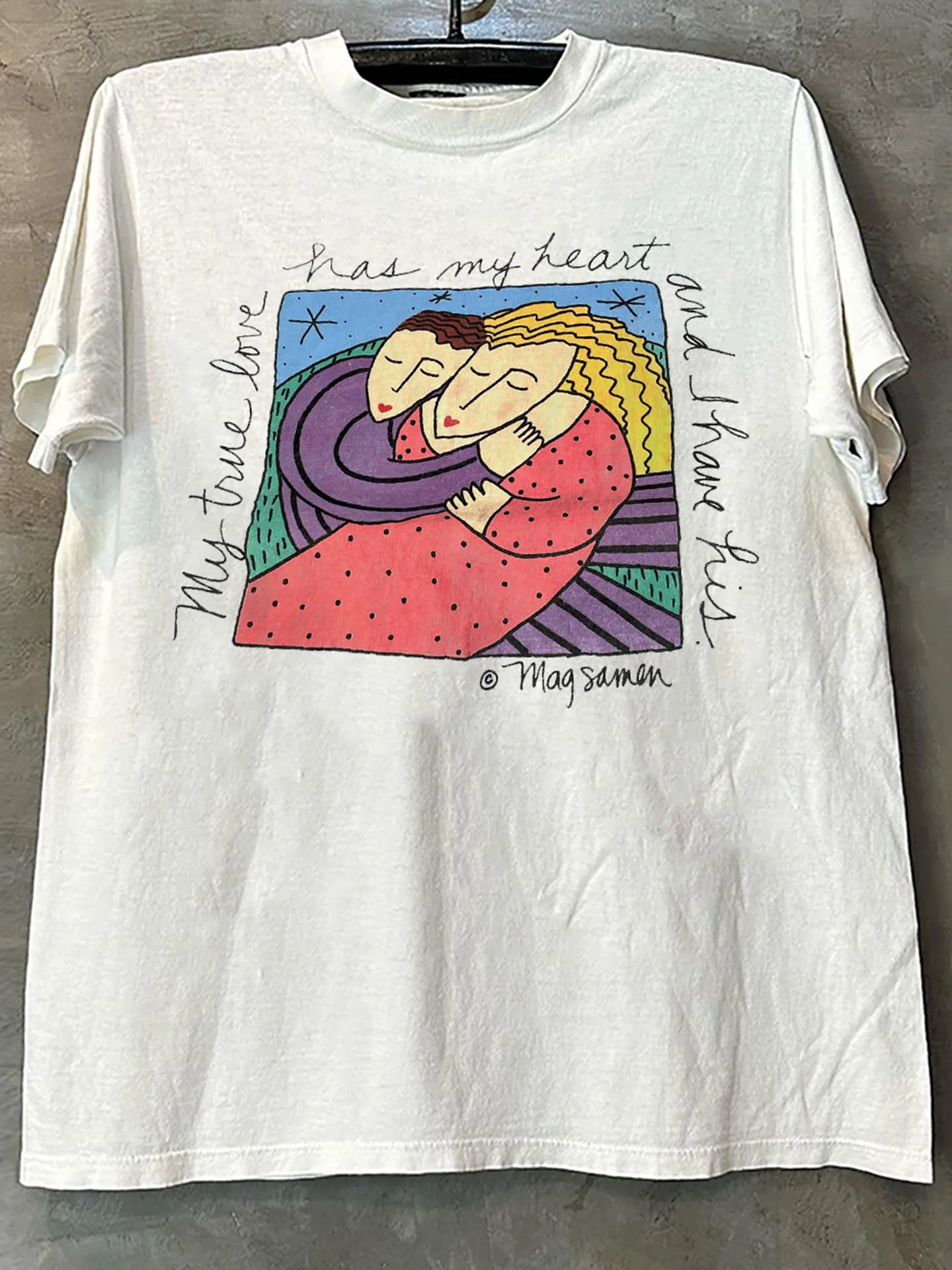 Healing Illustration Short Sleeve T-Shirt Pure Cotton Heavyweight Breathable Casual Brand Youth Popular Summer T-Shirt