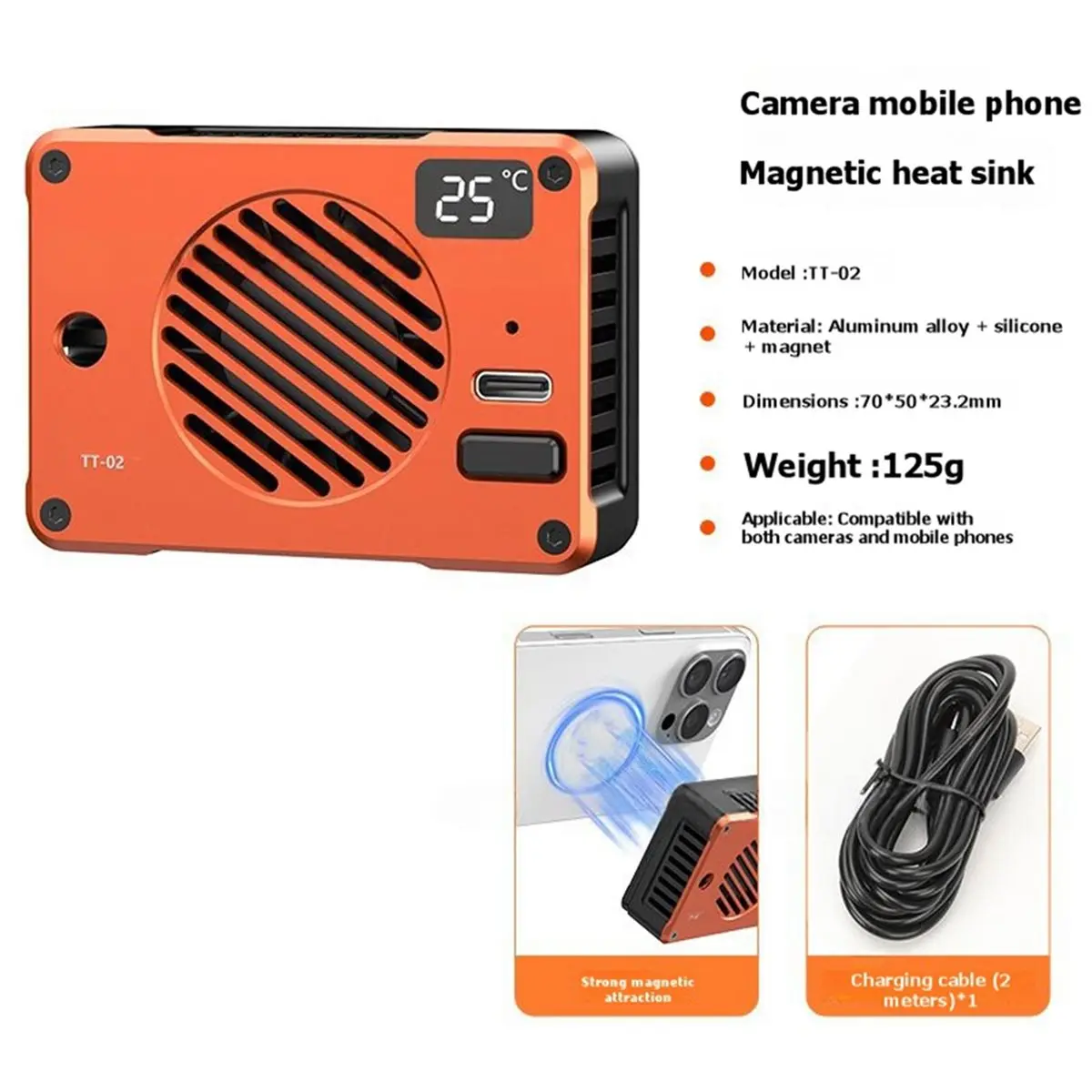 

Магнитный кулер для мобильного телефона TT-02 с цифровым дисплеем для камер A7M4/ZVE10/A7S3, полупроводниковый охладитель