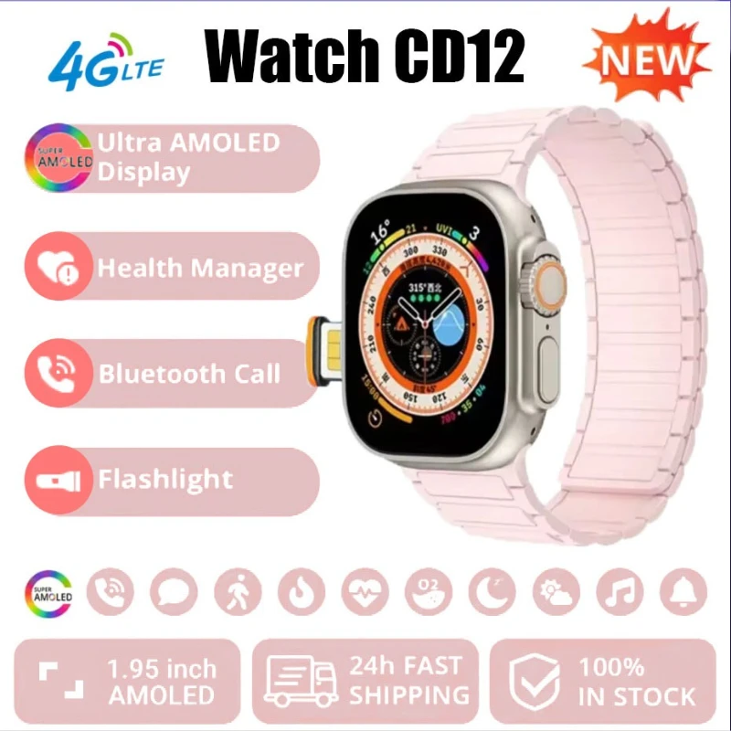 

Новые умные часы CD12 2025 года, управляемые системой Android S10, GPS-карта, Google Play, шагомер, трекер сна, SIM-карта