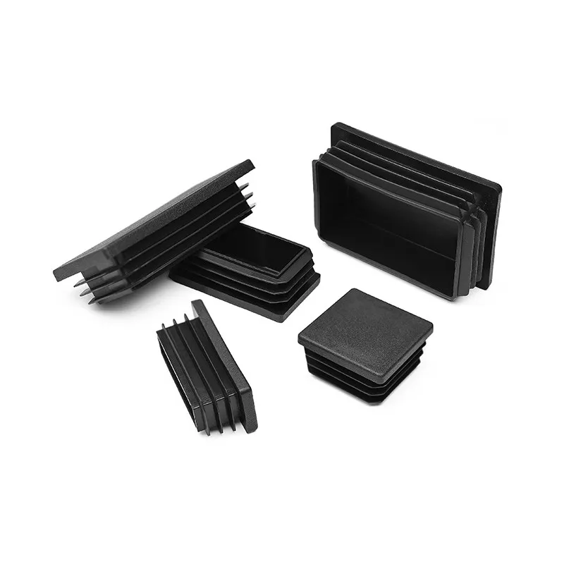 Black PP Plastic Square Tube End Caps Cover 25x25mm 25x50mm Furniture Leg Pipe Plug for Table Chair Fence Glide Protector
