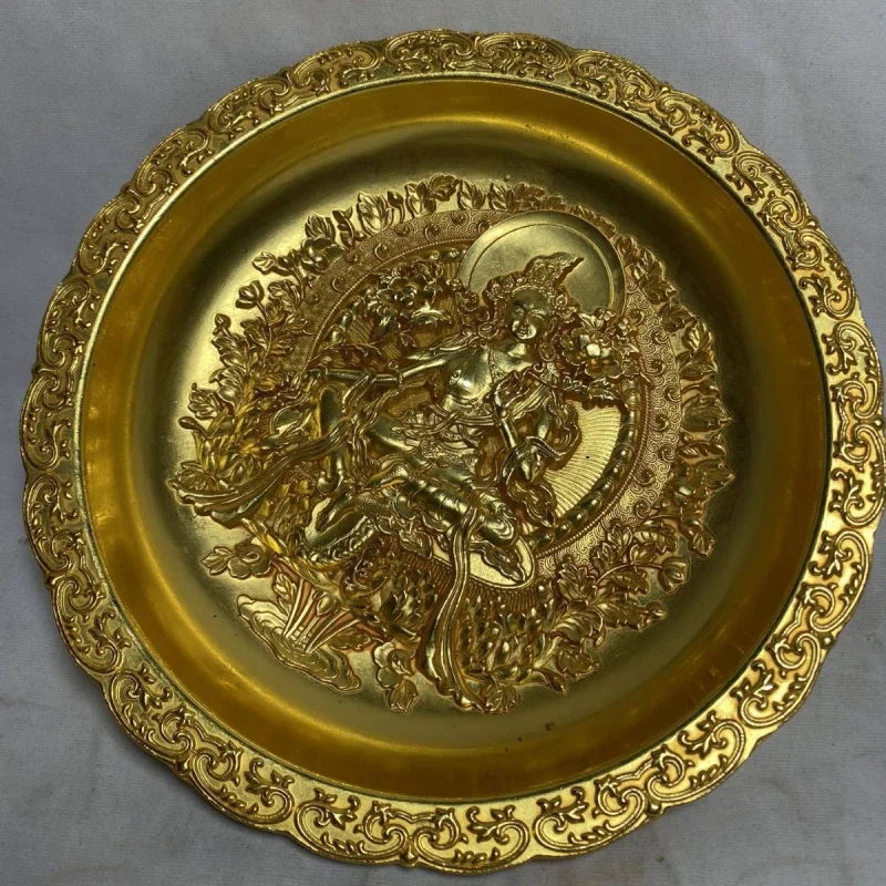 Daqing Qianlong пластина из чистой меди рельефный городской дом Qianlong год золотая пластина Гуаньинь Двусторонняя Большая пластина орнамент