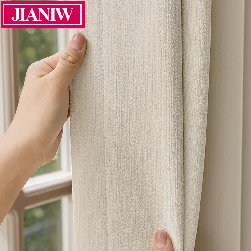 JIANIW Imitation Cashmere Cortina Solid Chenille Blackout Curtain for Bedroom Living Room Insulating Windows Panel Drapes