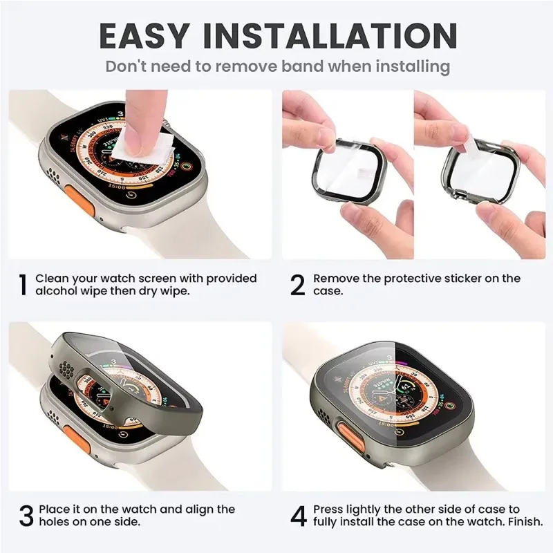 Cover For Apple Watch Ultra 3 49mm PC Bumper+Screen Protector Cover iWatch Ultra 2 49mm HD Tempered Glass+Case Shell Accessories image 5