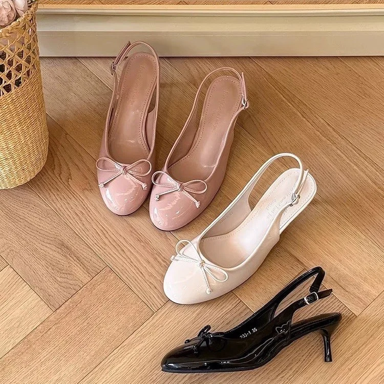 

Новые женские туфли Весна 2026: с бантом, круглым носком, низким вырезом, открытой пяткой, на низком каблуке, нежные и милые туфли на каблуке для женщин