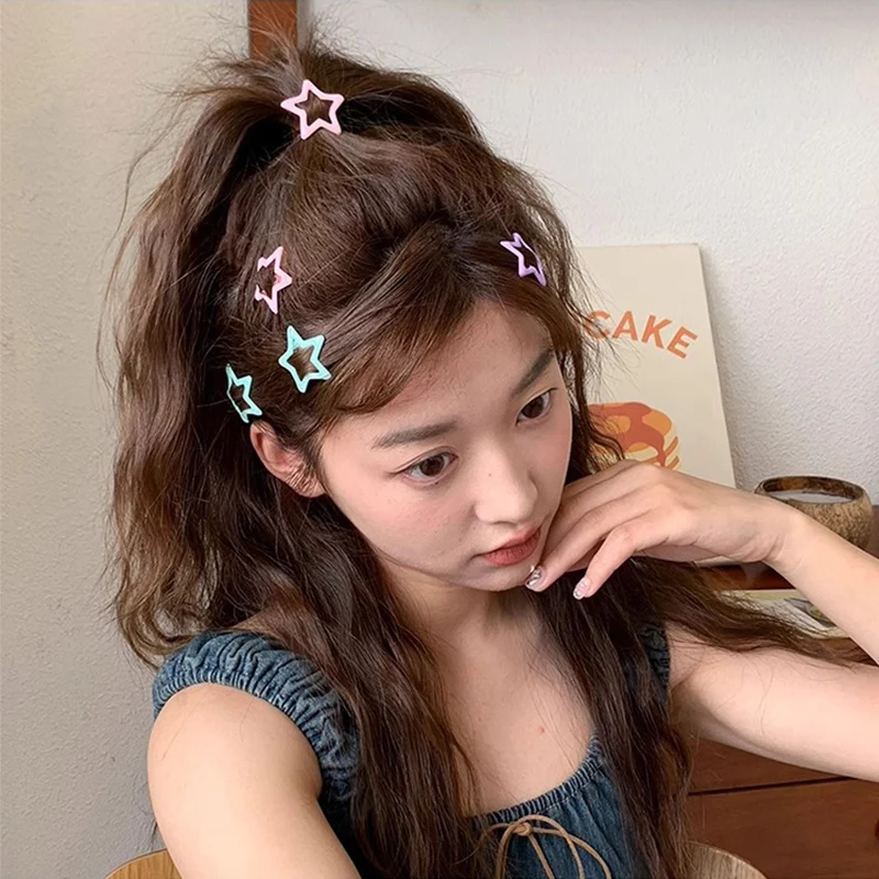 50pcs Colorful Star BB Hair Clips Girls Y2K Cute Star Barrettes Women Simple Metal Snap Clip Headdress Hair Jewelry Accessories image 2