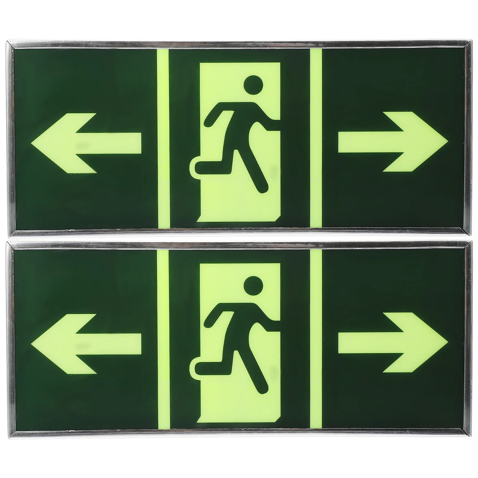 2 Pcs Safety Sign Luminous Emergency Exit Way Indicator Sticker Glowing Emblems Stickers Floor Guide Direction