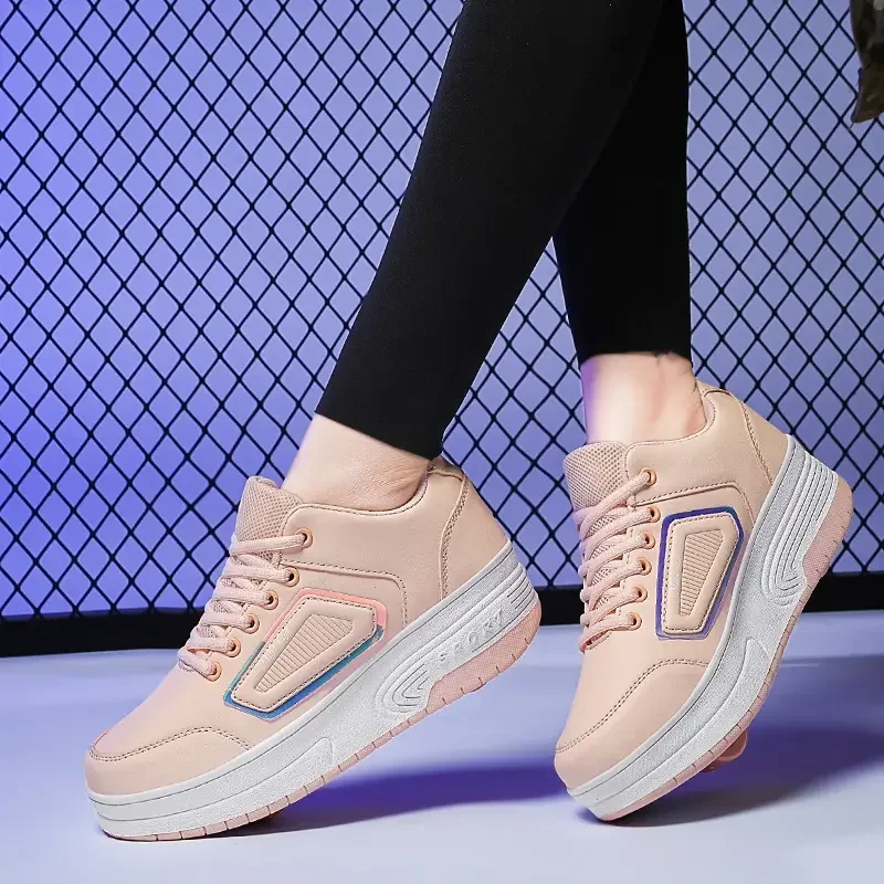 新 2025 子供のスニーカーメンズガールズローラースケートアイススケートホイール付きウォーキングシューズカジュアルシューズ