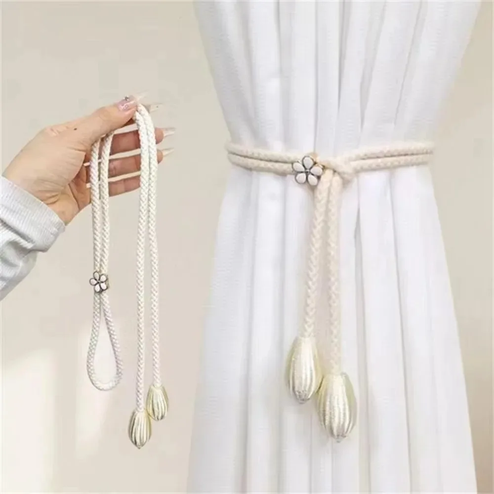 2PCS Adjustable Curtain Strap Universal Hand Braided Curtain Buckle Bedroom Curtain Holder Household Supplies