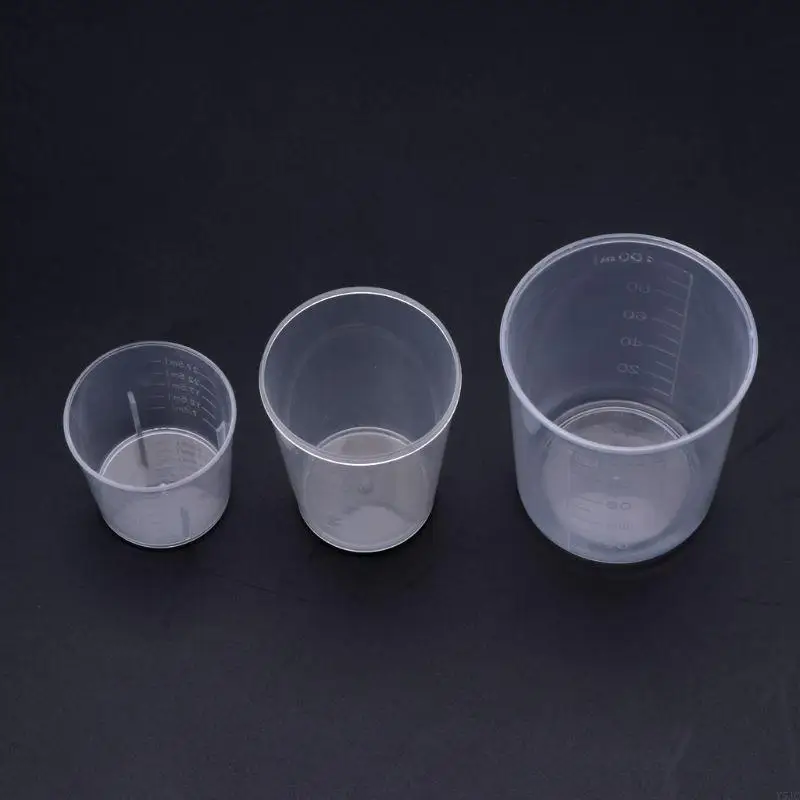 Y5JC 3Pieces 30 50 100ML Epoxy Resin Cups Plastic Graduated Cups Transparent Scale Cups Clear Epoxy Mixing Cups Mixing Paint