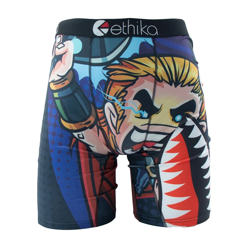 ETHIKA 1Pcs Men Underwear Mesh Breathable Crotch Mens Boxershorts Plus Size Man Swimming Underpants Sexy Print Mens Boxer Briefs