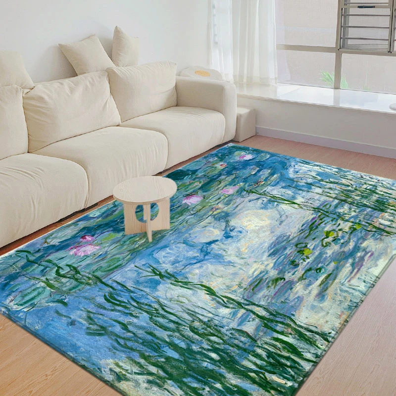 Claude Monet's Water Lilies Carpets Bedroom Area Hugs Are Soft Made In the East Used for Living Room Entrance Dining Room